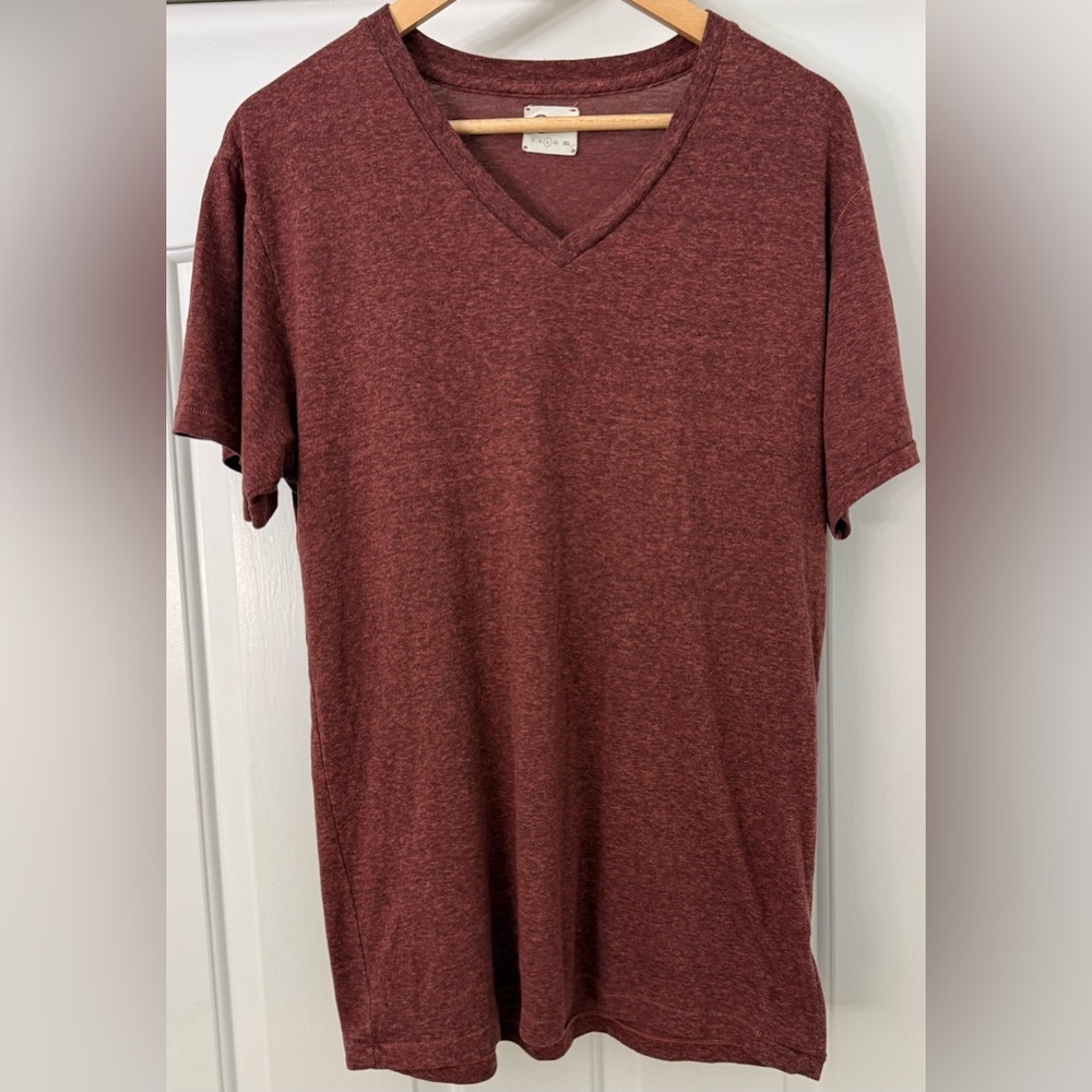 AG Adriano Goldschmied Men’s V-Neck L Red Heather Soft Tri-Blend Tee 🇺🇸